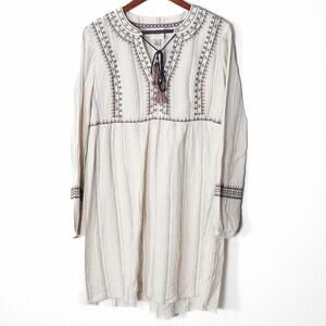 Knox Rose Dress Embroidered Cotton Tassel Tie Size Medium Boho Peasant